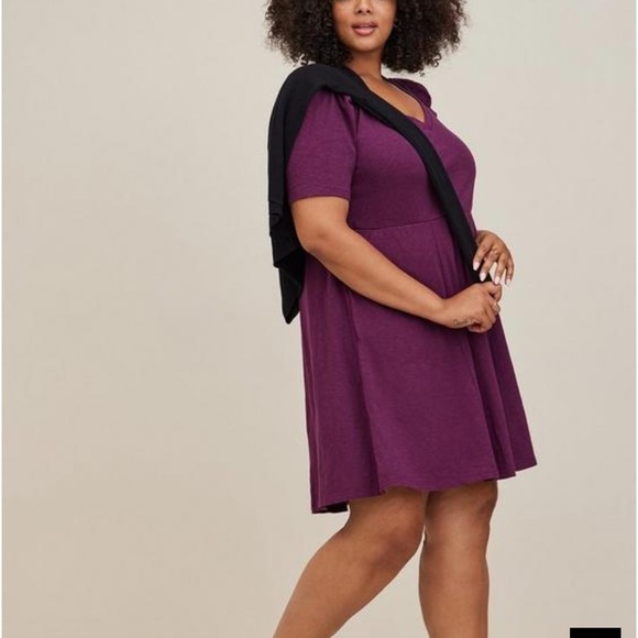 NWT Torrid Mini Slub Puff Sleeve Skater Dress - size 00 - Picture 3 of 13